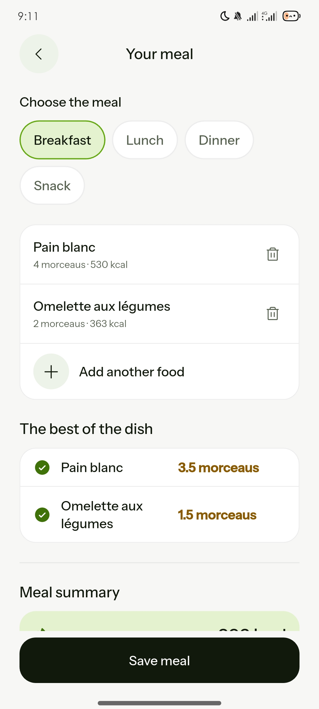 White bread and vegetable omelette – review